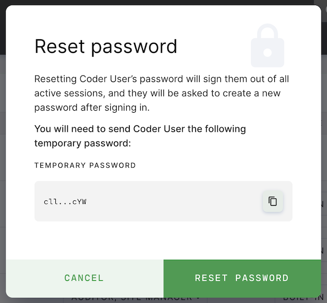 Confirm password reset