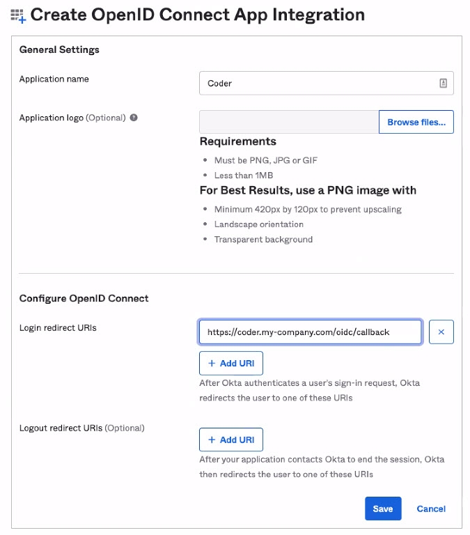 Okta Create OpenID
Application