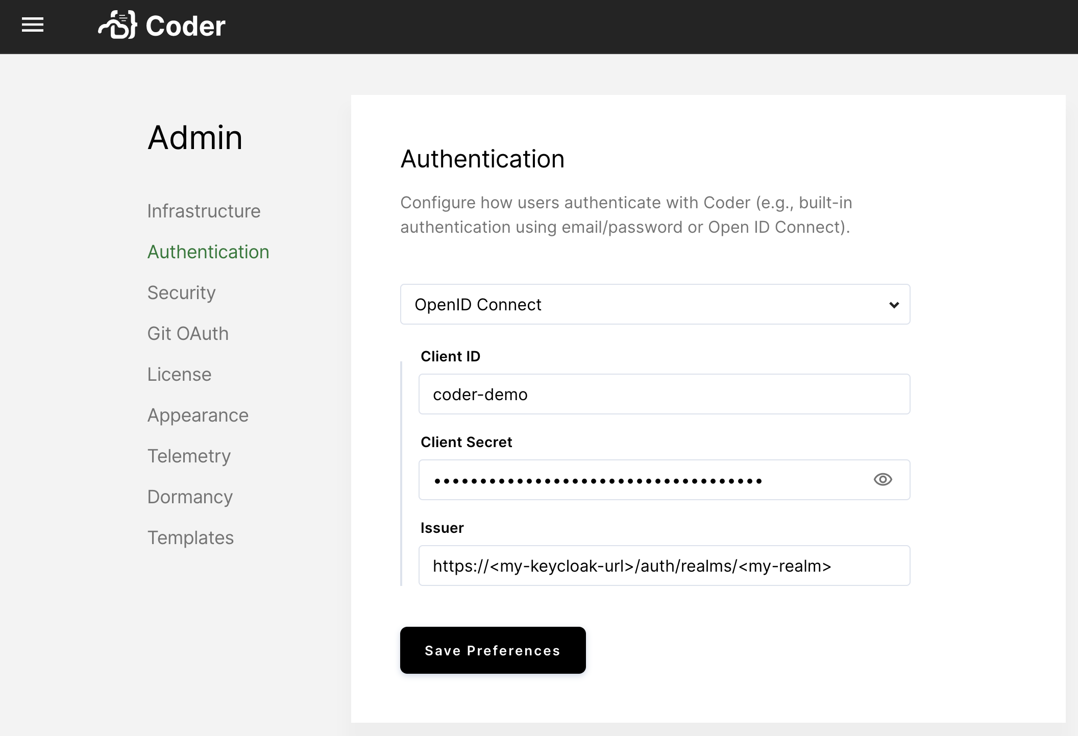 Coder Keycloak Config