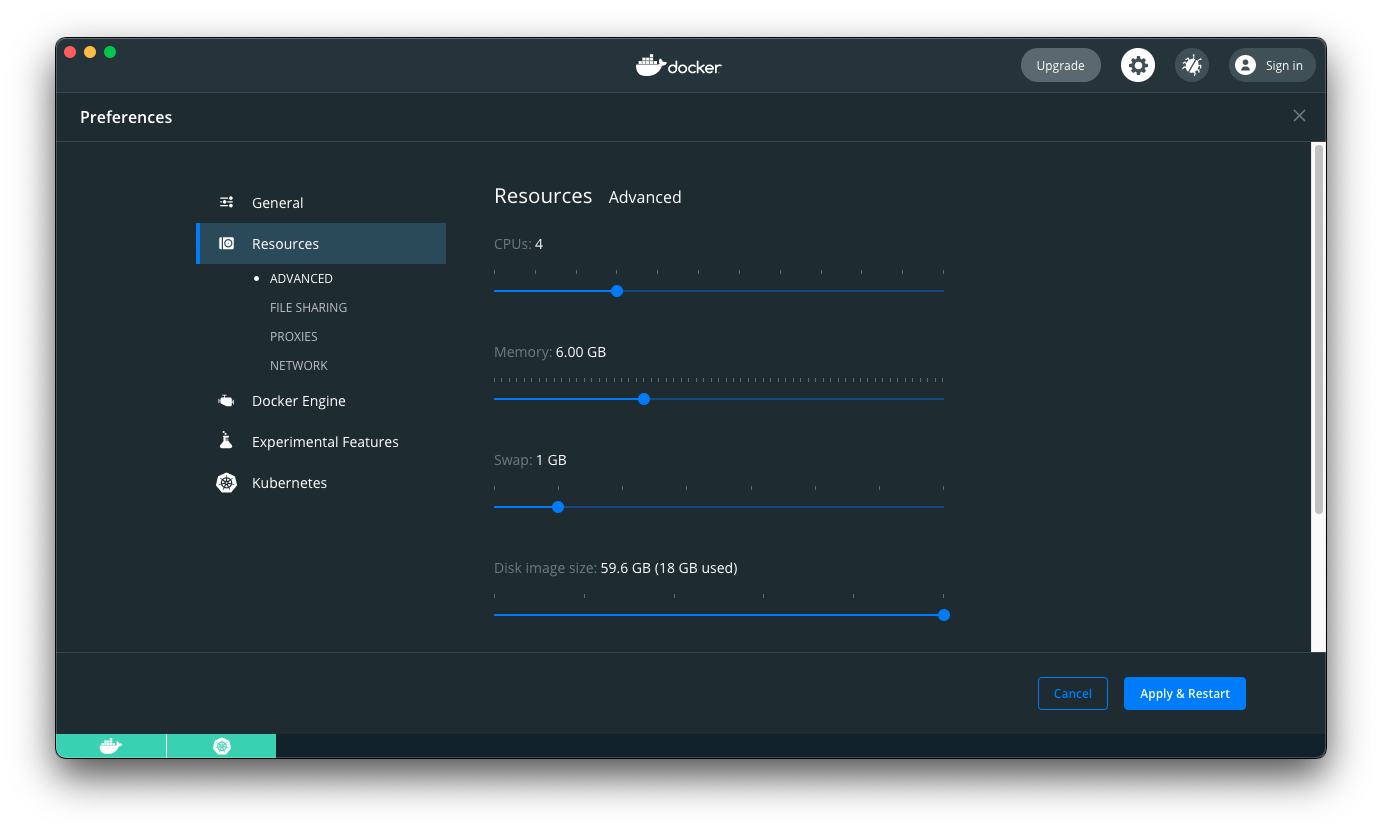 Docker Desktop Resources