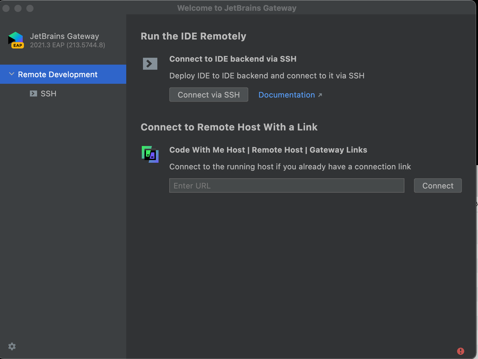 Open JetBrains Gateway