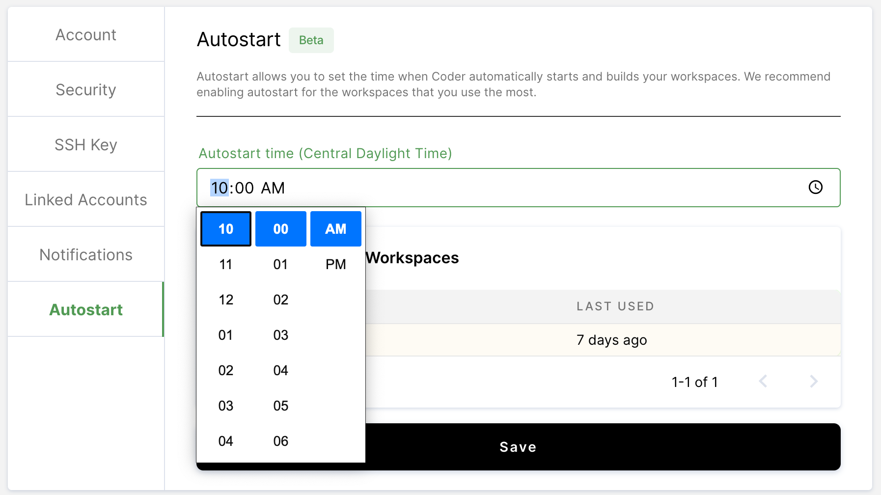 Set autostart time